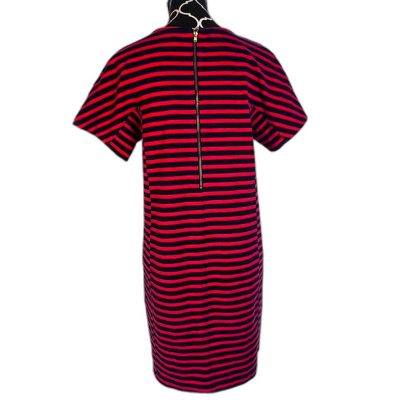 J Crew Navy Blue & Red Striped Cotton Tshirt Shift Dress Nautical Preppy Size MD - Picture 2 of 8